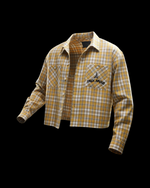 Load image into Gallery viewer, Toxic Yellow Flannel Cropped Shirt
