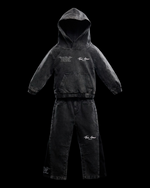 Load image into Gallery viewer, Upgraded Premium Denim Acid Dark Grey Flare Kids Set
