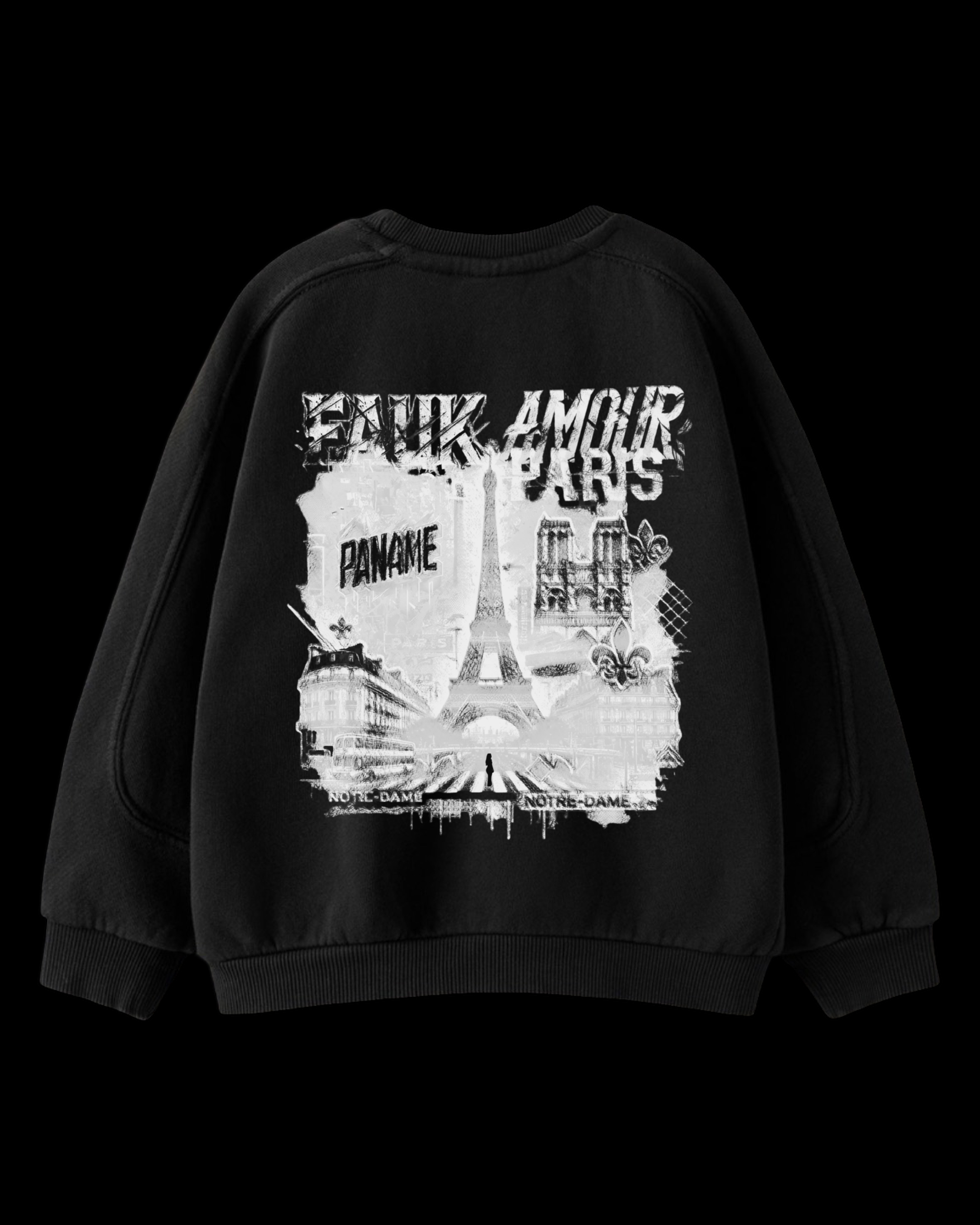 Kids Black Graphic Paname Sweater