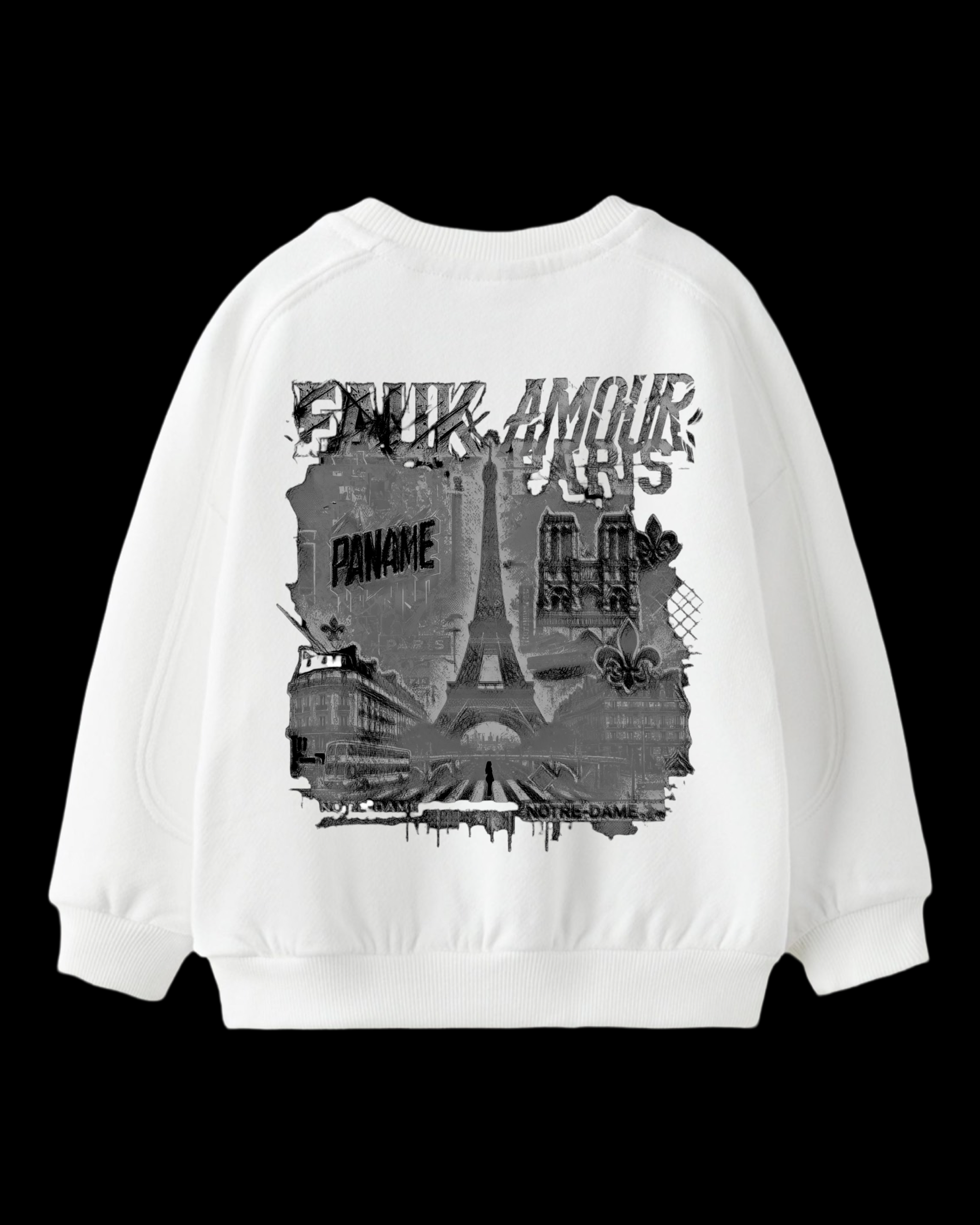 Kids White Graphic Paname Sweater