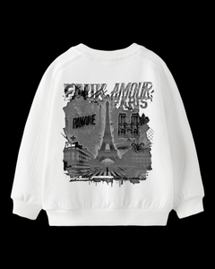 Kids White Graphic Paname Sweater