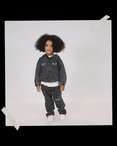 Premium Denim Acid Dark Grey Kids Set