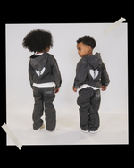 Load image into Gallery viewer, Premium Denim Acid Dark Grey Kids Set
